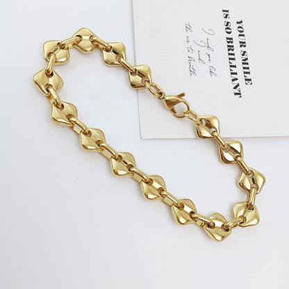 Simple Style Water Droplets Necklace For Women In Gold With Diamond Inlay And 304 Stainless Steel Coffee Bean Chain