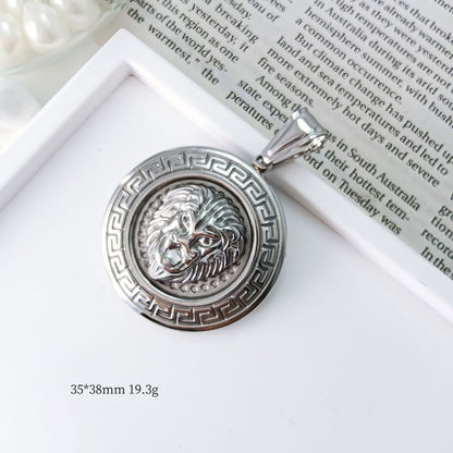 Simple Style Lion Pendant In Steel Color, Electroplated 304 Stainless Steel With Polished Finish