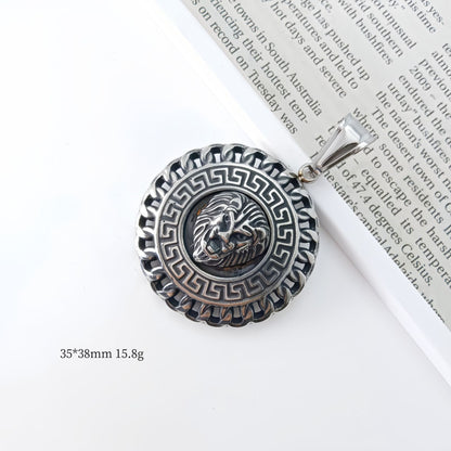 Simple Style Lion Pendant In Steel Color, Electroplated 304 Stainless Steel With Polished Finish