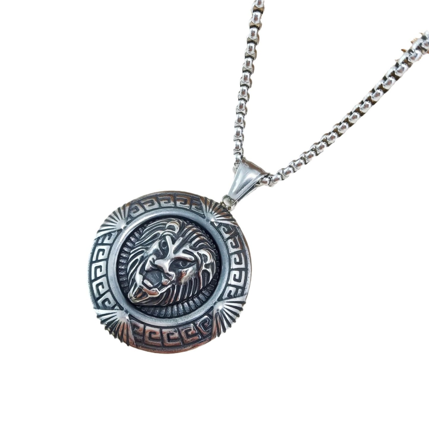 Simple Style Lion Pendant In Steel Color, Electroplated 304 Stainless Steel With Polished Finish