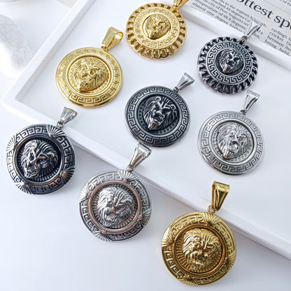 Simple Style Lion Pendant In Steel Color, Electroplated 304 Stainless Steel With Polished Finish