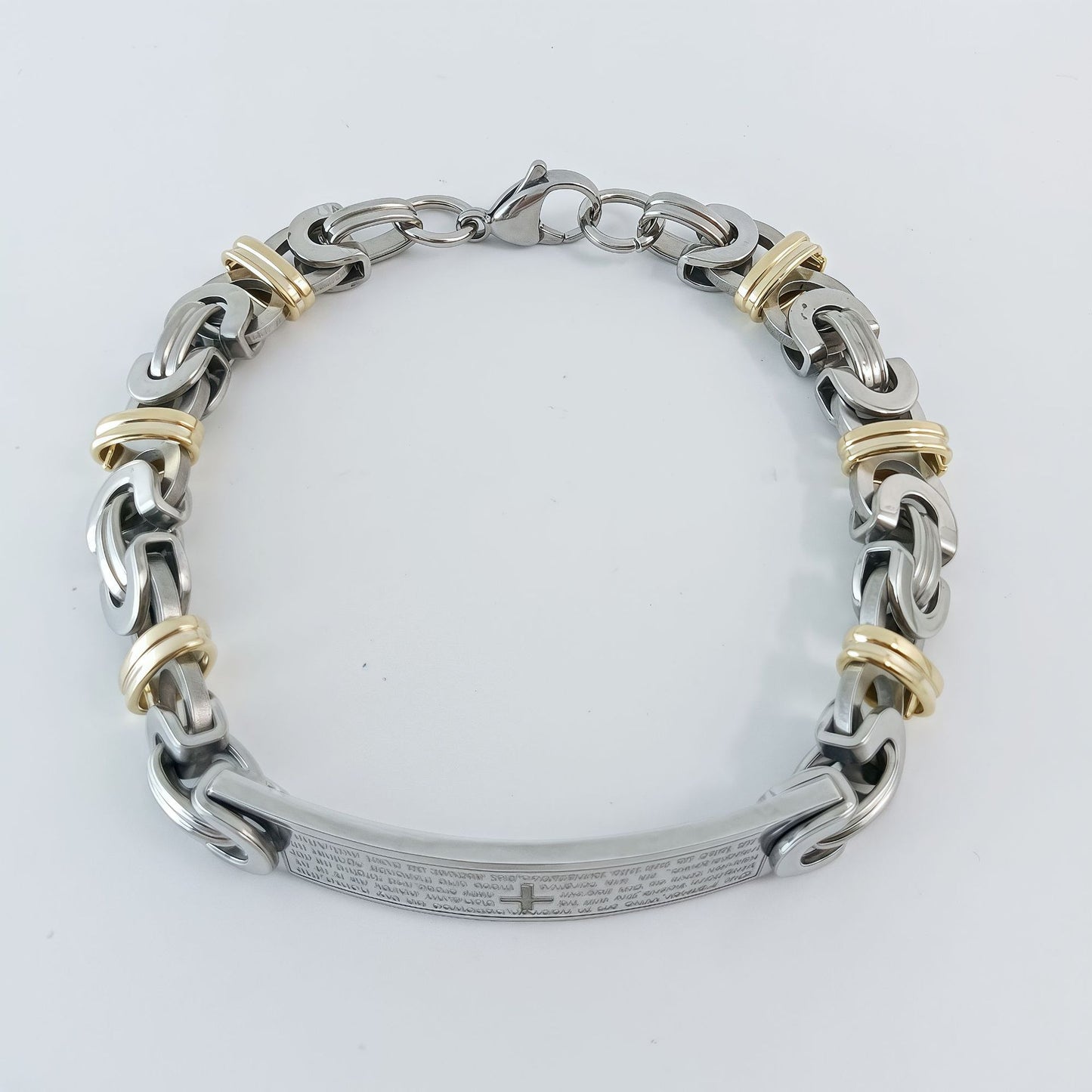 Handmade Hip-Hop Paper Clip Bracelet In Stainless Steel With Gold Finish, Unisex Style
