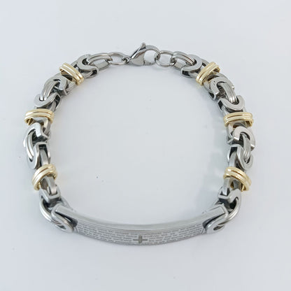 Handmade Hip-Hop Paper Clip Bracelet In Stainless Steel With Gold Finish, Unisex Style