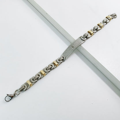 Handmade Hip-Hop Paper Clip Bracelet In Stainless Steel With Gold Finish, Unisex Style