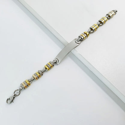 Handmade Hip-Hop Paper Clip Bracelet In Stainless Steel With Gold Finish, Unisex Style