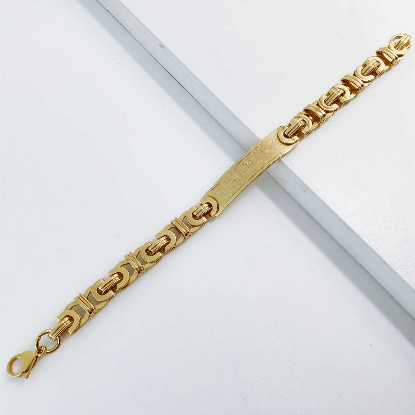 Handmade Hip-Hop Paper Clip Bracelet In Stainless Steel With Gold Finish, Unisex Style