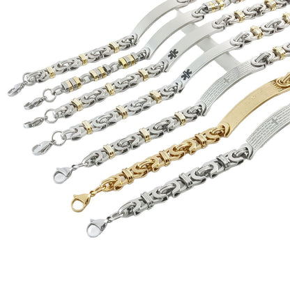 Handmade Hip-Hop Paper Clip Bracelet In Stainless Steel With Gold Finish, Unisex Style