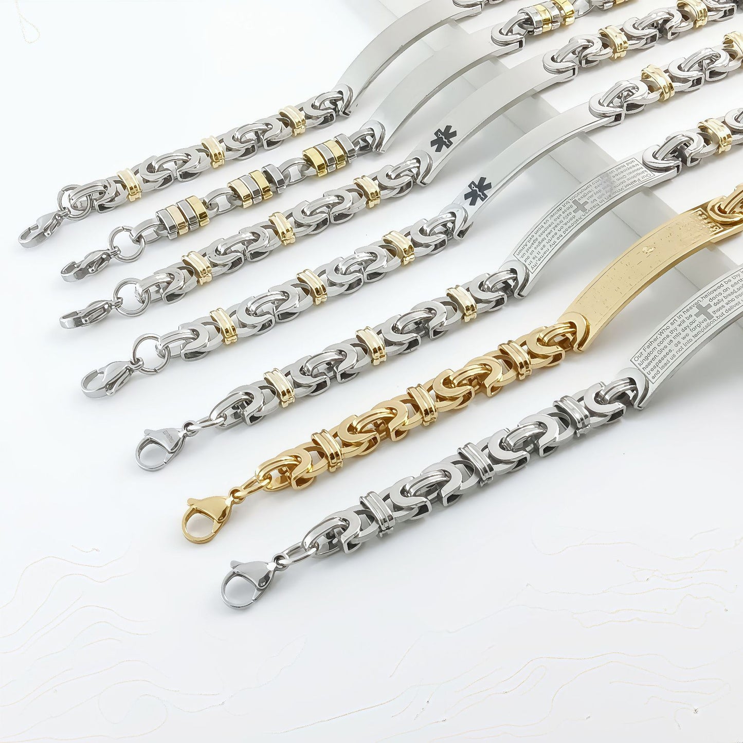 Handmade Hip-Hop Paper Clip Bracelet In Stainless Steel With Gold Finish, Unisex Style