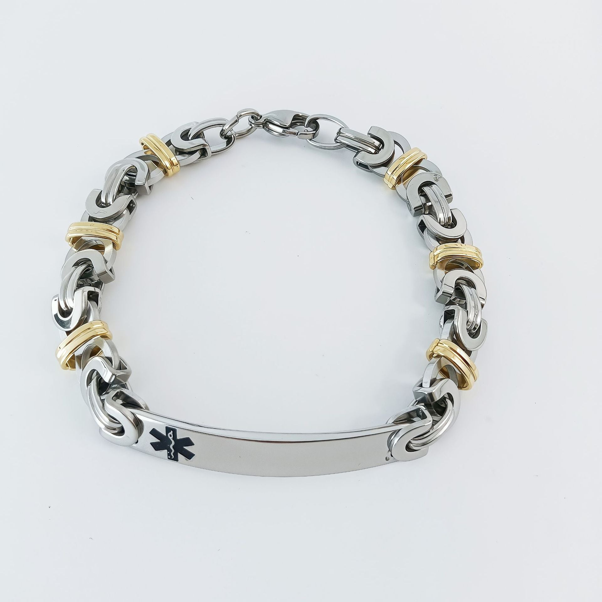 Handmade Hip-Hop Paper Clip Bracelet In Stainless Steel With Gold Finish, Unisex Style