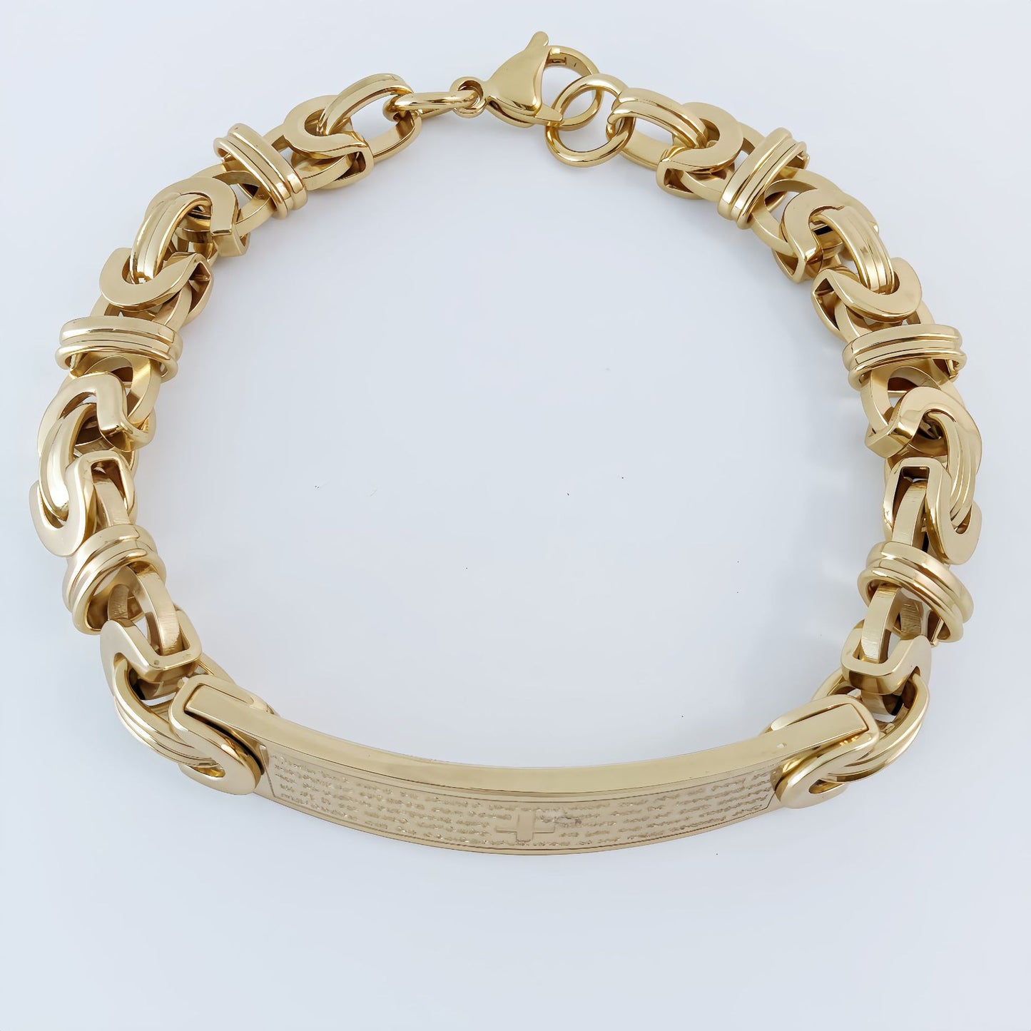 Handmade Hip-Hop Paper Clip Bracelet In Stainless Steel With Gold Finish, Unisex Style