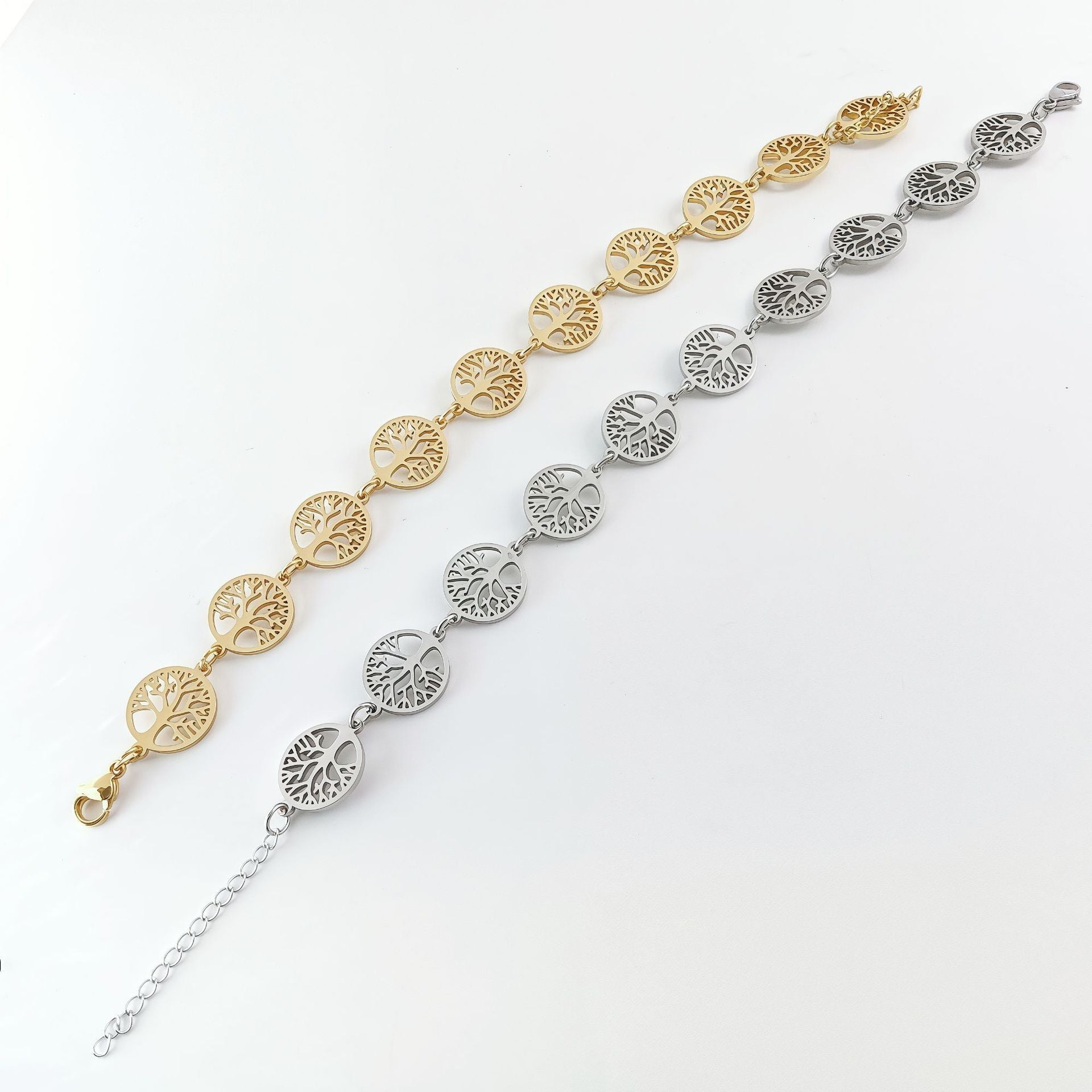 Handmade Hip-Hop Paper Clip Bracelet In Stainless Steel With Gold Finish, Unisex Style