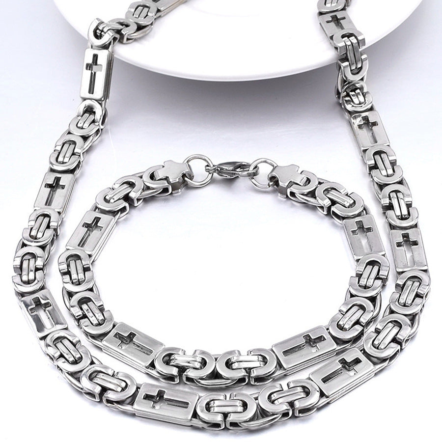 Waterproof Non Tarnish Gold Cross Necklace In Titanium Steel, Hip-Hop Style, Unisex Design