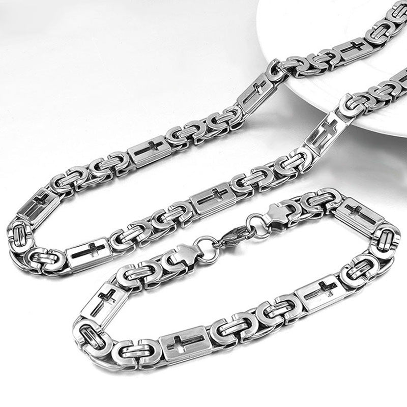 Waterproof Non Tarnish Gold Cross Necklace In Titanium Steel, Hip-Hop Style, Unisex Design