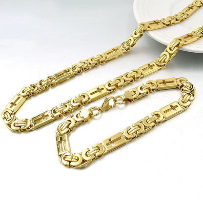 Waterproof Non Tarnish Gold Cross Necklace In Titanium Steel, Hip-Hop Style, Unisex Design