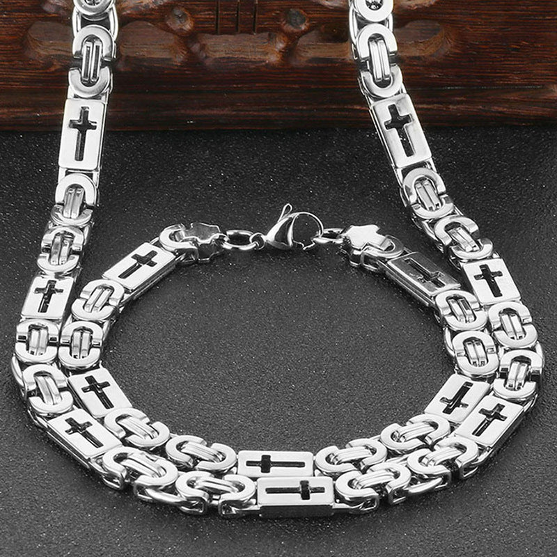 Waterproof Non Tarnish Gold Cross Necklace In Titanium Steel, Hip-Hop Style, Unisex Design