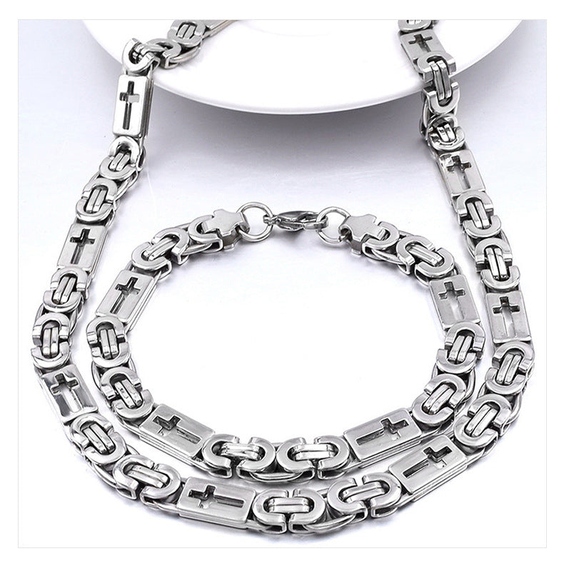 Waterproof Non Tarnish Gold Cross Necklace In Titanium Steel, Hip-Hop Style, Unisex Design