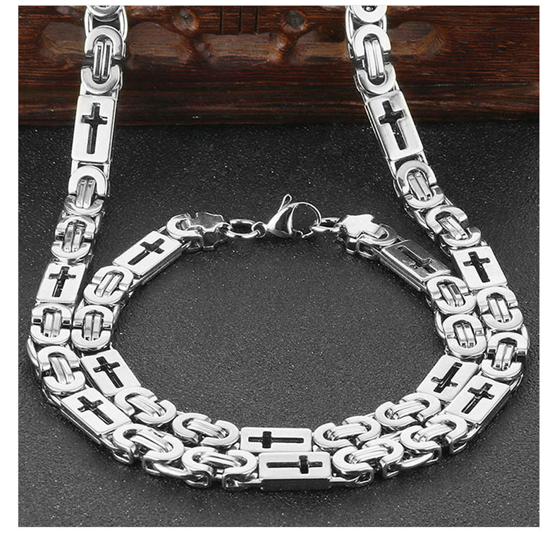 Waterproof Non Tarnish Gold Cross Necklace In Titanium Steel, Hip-Hop Style, Unisex Design
