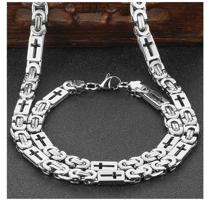 Waterproof Non Tarnish Gold Cross Necklace In Titanium Steel, Hip-Hop Style, Unisex Design