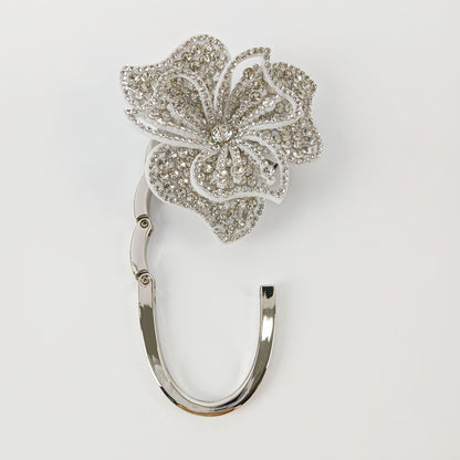 Electroplated Dyed Black Alloy Flowers Bag Pendant With Rhinestones For Christmas