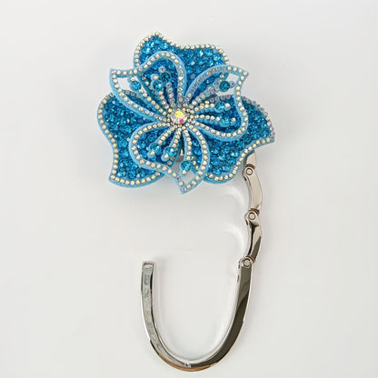 Electroplated Dyed Black Alloy Flowers Bag Pendant With Rhinestones For Christmas