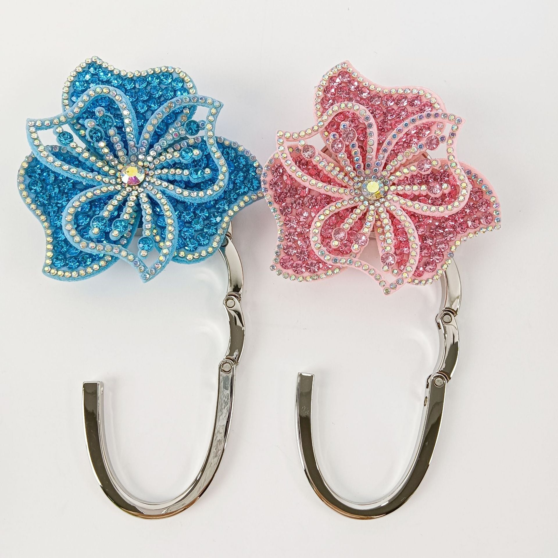 Electroplated Dyed Black Alloy Flowers Bag Pendant With Rhinestones For Christmas