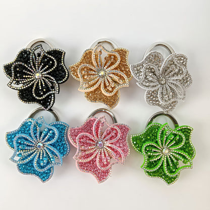 Electroplated Dyed Black Alloy Flowers Bag Pendant With Rhinestones For Christmas