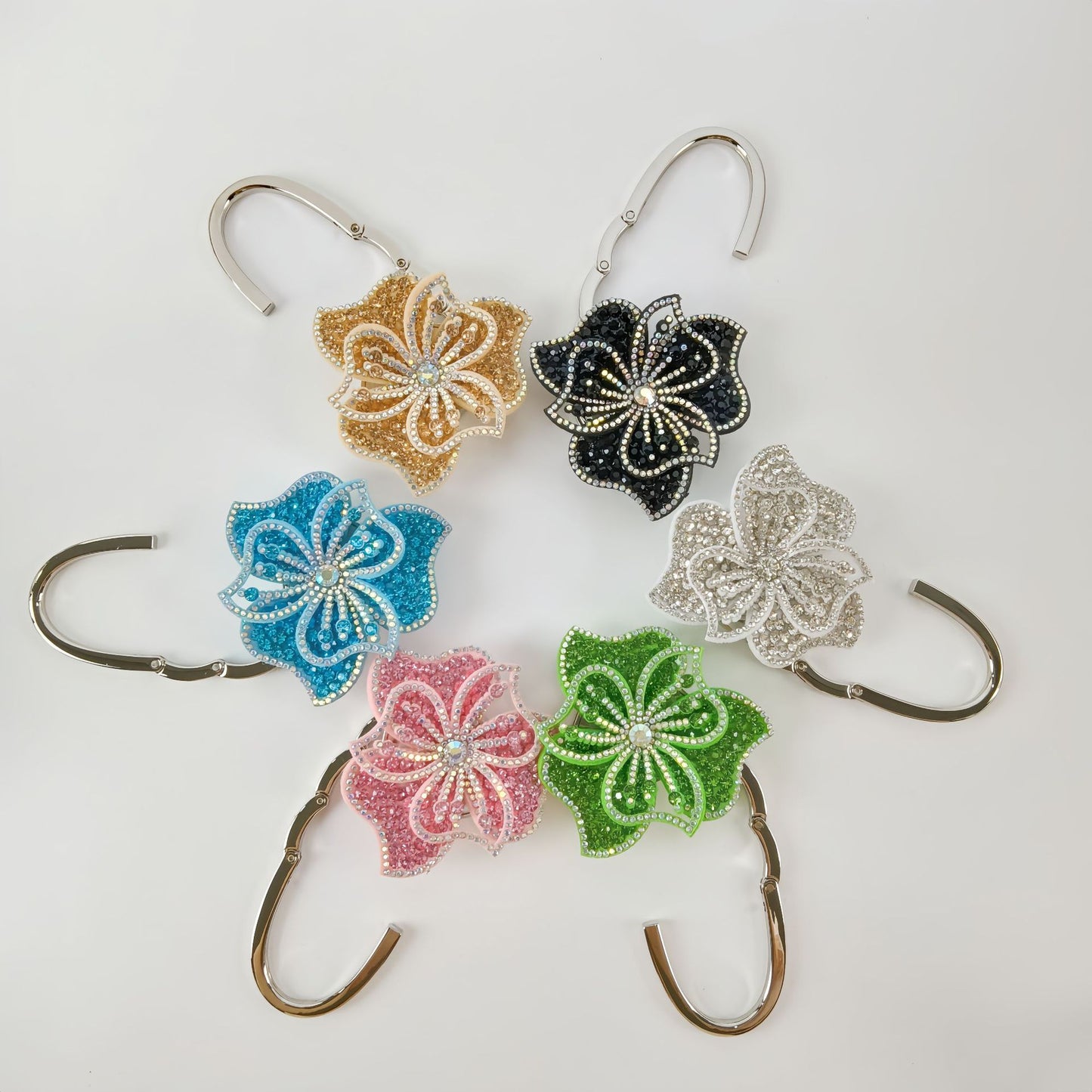 Electroplated Dyed Black Alloy Flowers Bag Pendant With Rhinestones For Christmas