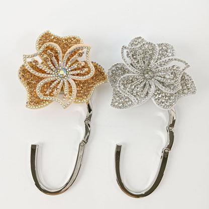 Electroplated Dyed Black Alloy Flowers Bag Pendant With Rhinestones For Christmas