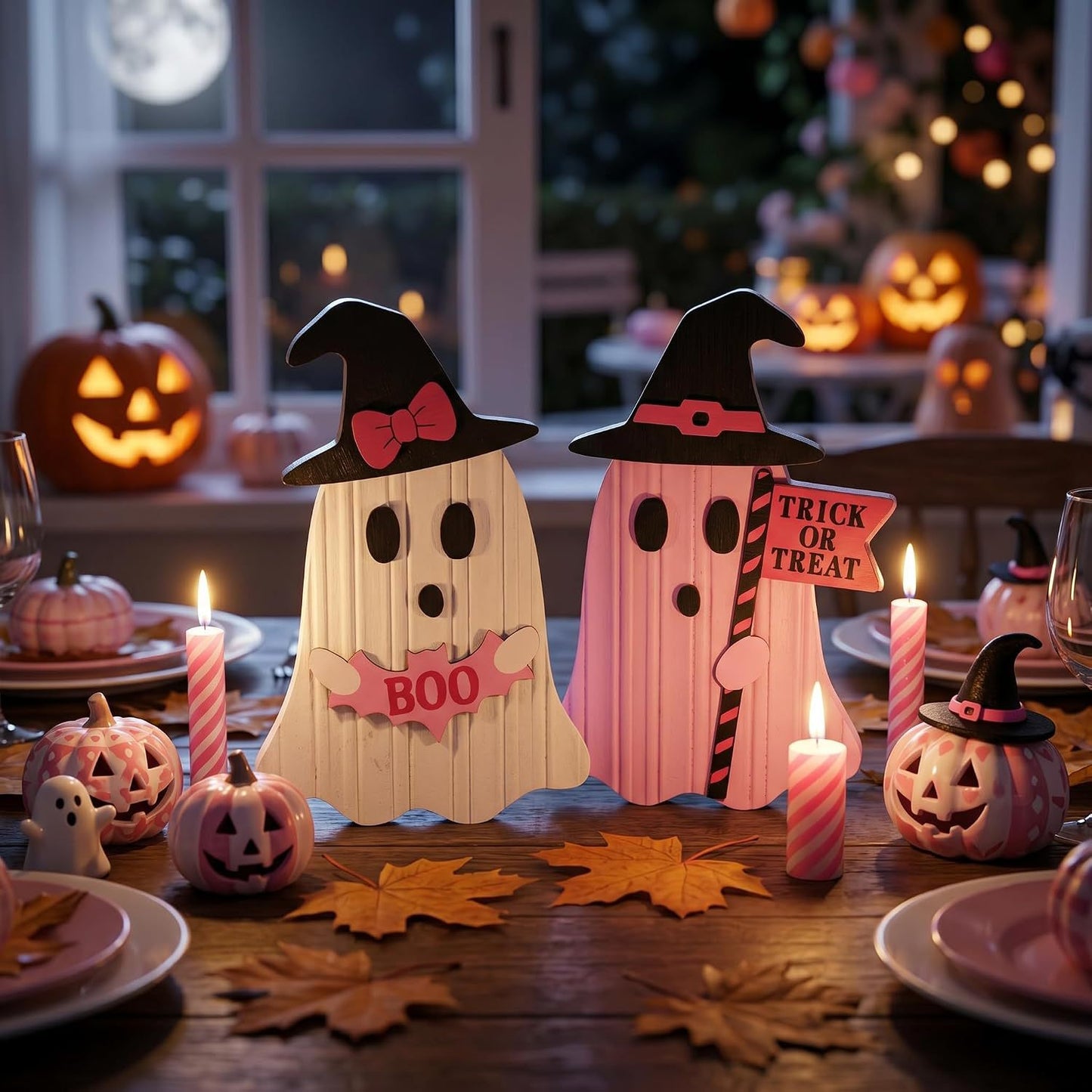 Novelty Wooden Ghost Halloween Ornament For Home Decoration, Perfect For Halloween Party Supplies