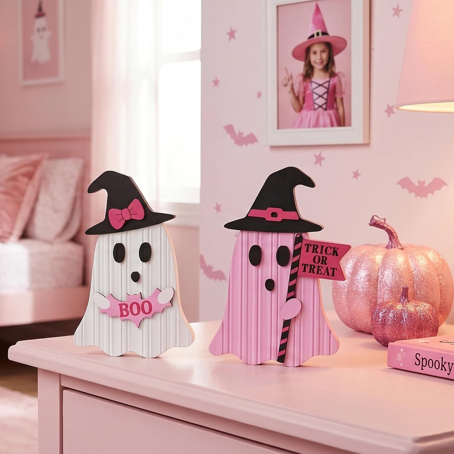 Novelty Wooden Ghost Halloween Ornament For Home Decoration, Perfect For Halloween Party Supplies