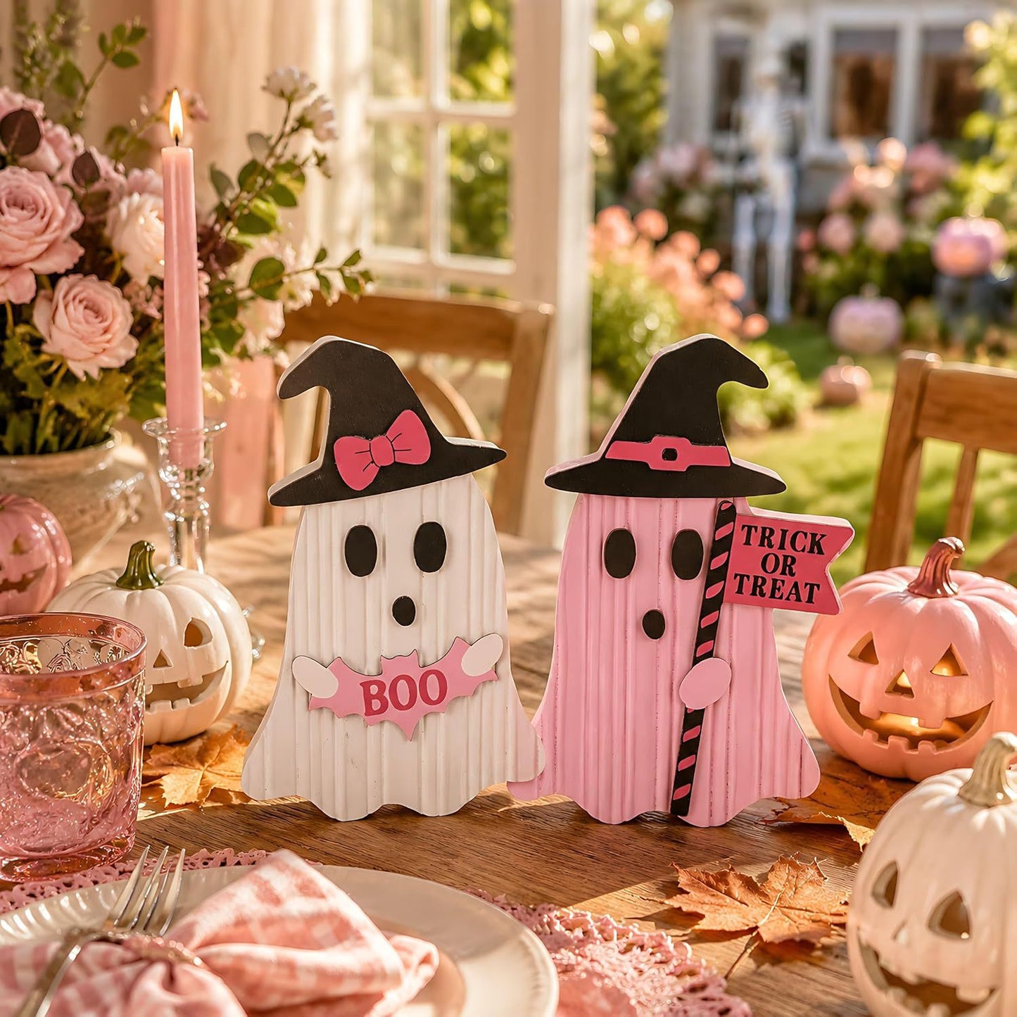 Novelty Wooden Ghost Halloween Ornament For Home Decoration, Perfect For Halloween Party Supplies
