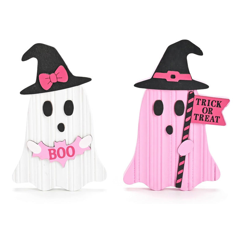 Novelty Wooden Ghost Halloween Ornament For Home Decoration, Perfect For Halloween Party Supplies