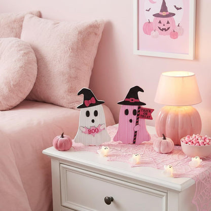 Novelty Wooden Ghost Halloween Ornament For Home Decoration, Perfect For Halloween Party Supplies