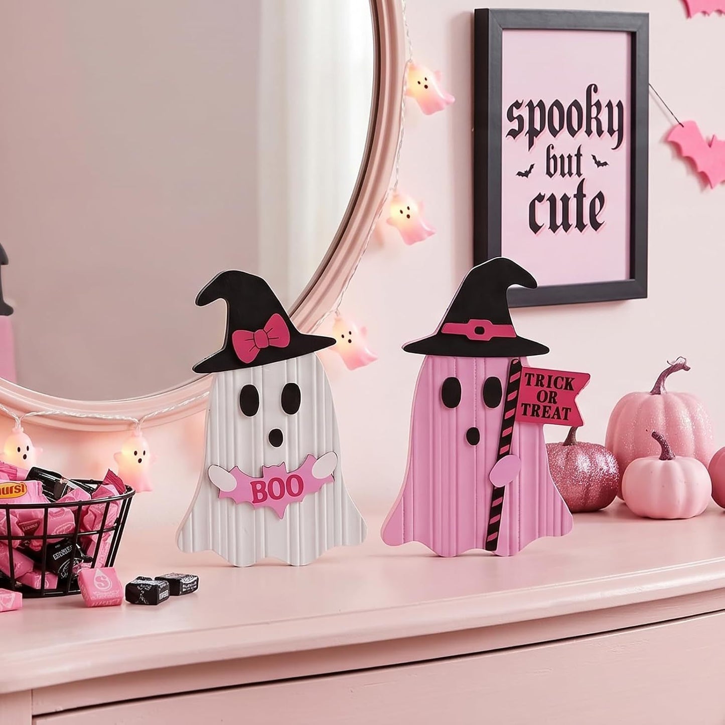 Novelty Wooden Ghost Halloween Ornament For Home Decoration, Perfect For Halloween Party Supplies