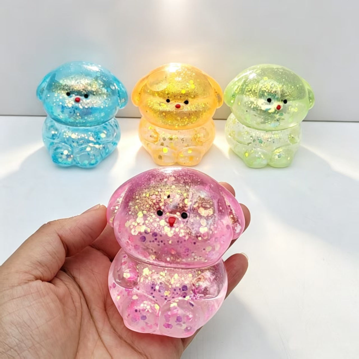 Cute Gold Dog Squishy Toy Made Of Soft Glue Featuring Shiny Metallic Craftsmanship For Stress Relief