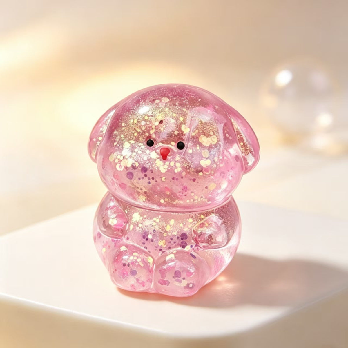 Cute Gold Dog Squishy Toy Made Of Soft Glue Featuring Shiny Metallic Craftsmanship For Stress Relief
