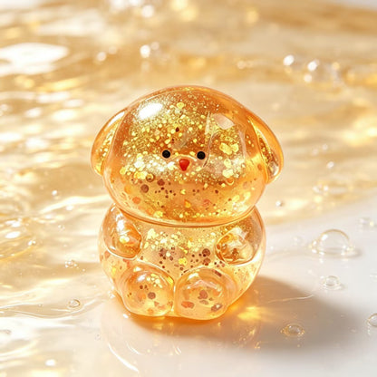 Cute Gold Dog Squishy Toy Made Of Soft Glue Featuring Shiny Metallic Craftsmanship For Stress Relief