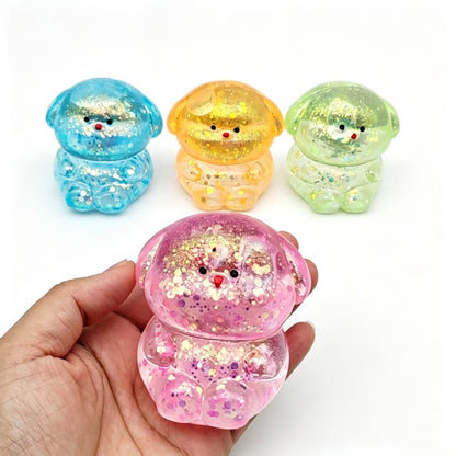 Cute Gold Dog Squishy Toy Made Of Soft Glue Featuring Shiny Metallic Craftsmanship For Stress Relief