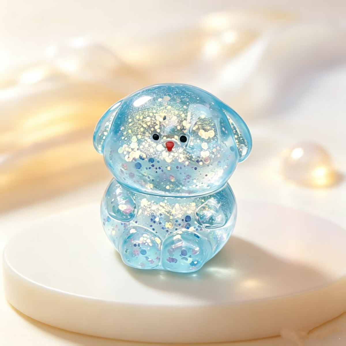 Cute Gold Dog Squishy Toy Made Of Soft Glue Featuring Shiny Metallic Craftsmanship For Stress Relief
