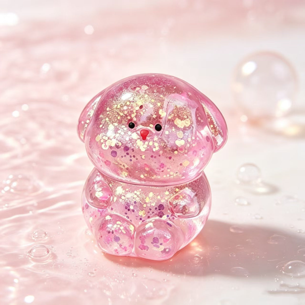 Cute Gold Dog Squishy Toy Made Of Soft Glue Featuring Shiny Metallic Craftsmanship For Stress Relief