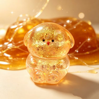Cute Gold Dog Squishy Toy Made Of Soft Glue Featuring Shiny Metallic Craftsmanship For Stress Relief