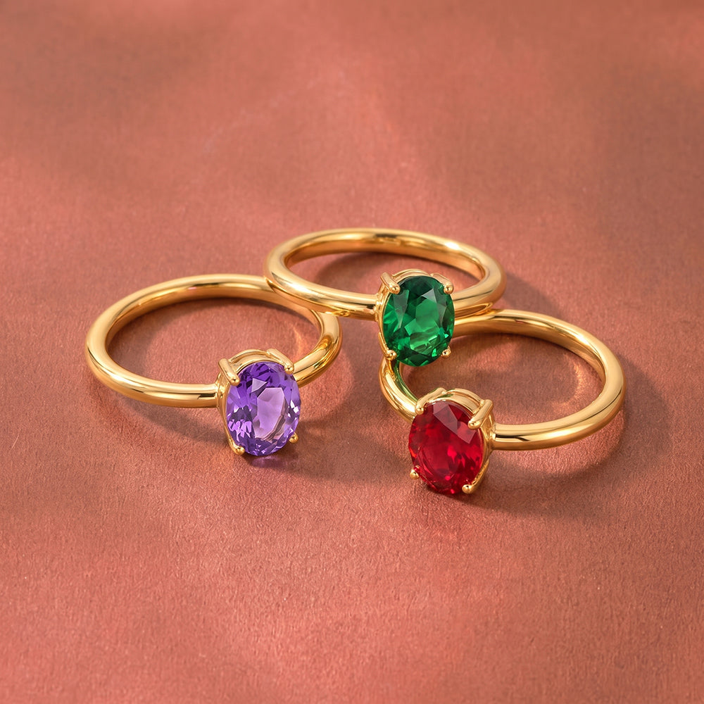 Handmade Geometric Rings For Women In IG Style, 304 Stainless Steel With 18K Real Gold Plated PVD Coating And Zircon Inlay