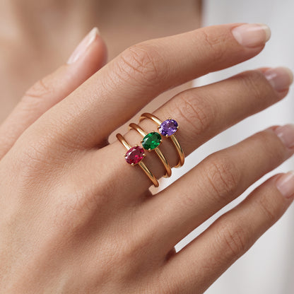 Handmade Geometric Rings For Women In IG Style, 304 Stainless Steel With 18K Real Gold Plated PVD Coating And Zircon Inlay