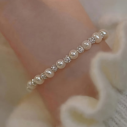 Elegant Elaborate Pearl Bracelet For Women With Copper Twisted Rope Chain