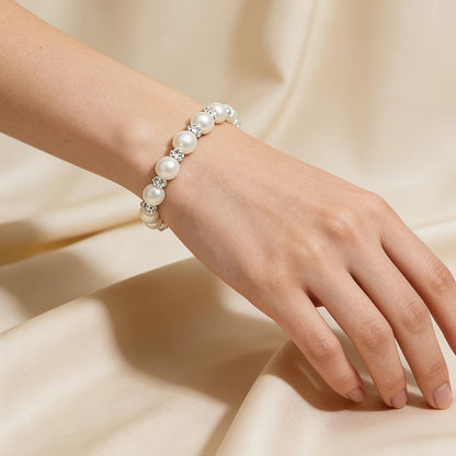 Elegant Elaborate Pearl Bracelet For Women With Copper Twisted Rope Chain