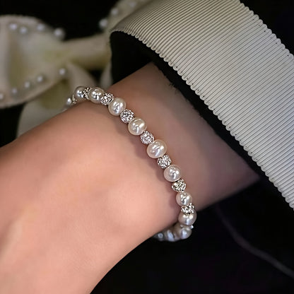 Elegant Elaborate Pearl Bracelet For Women With Copper Twisted Rope Chain