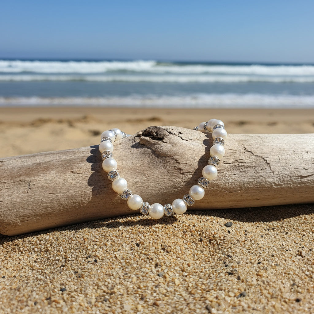 Elegant Elaborate Pearl Bracelet For Women With Copper Twisted Rope Chain