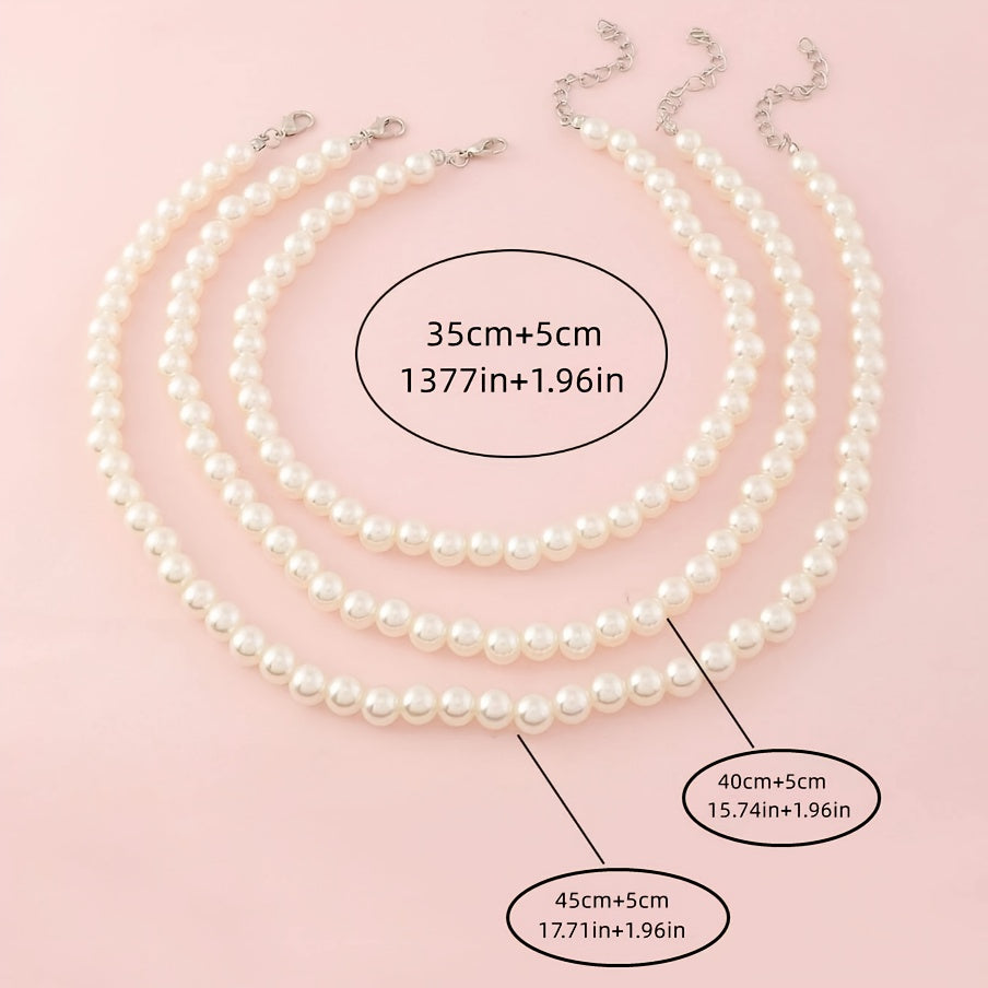 Simple Style Round Beading Necklace For Women With Handmade Chain, Zinc Alloy And Imitation Pearl Inlay
