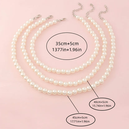 Simple Style Round Beading Necklace For Women With Handmade Chain, Zinc Alloy And Imitation Pearl Inlay