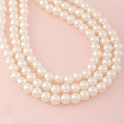 Simple Style Round Beading Necklace For Women With Handmade Chain, Zinc Alloy And Imitation Pearl Inlay
